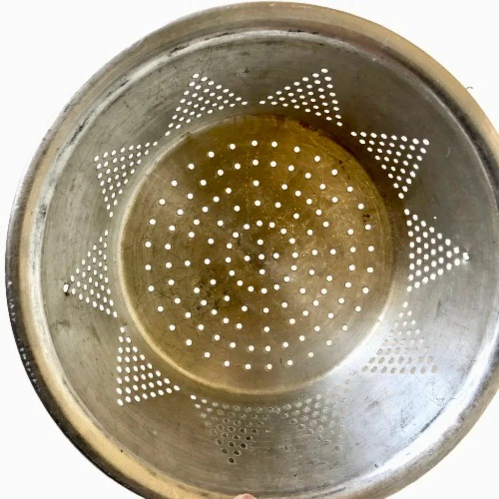Aluminum Colander Basket Strainer Cooking Kitchen Utensil Vintage USED